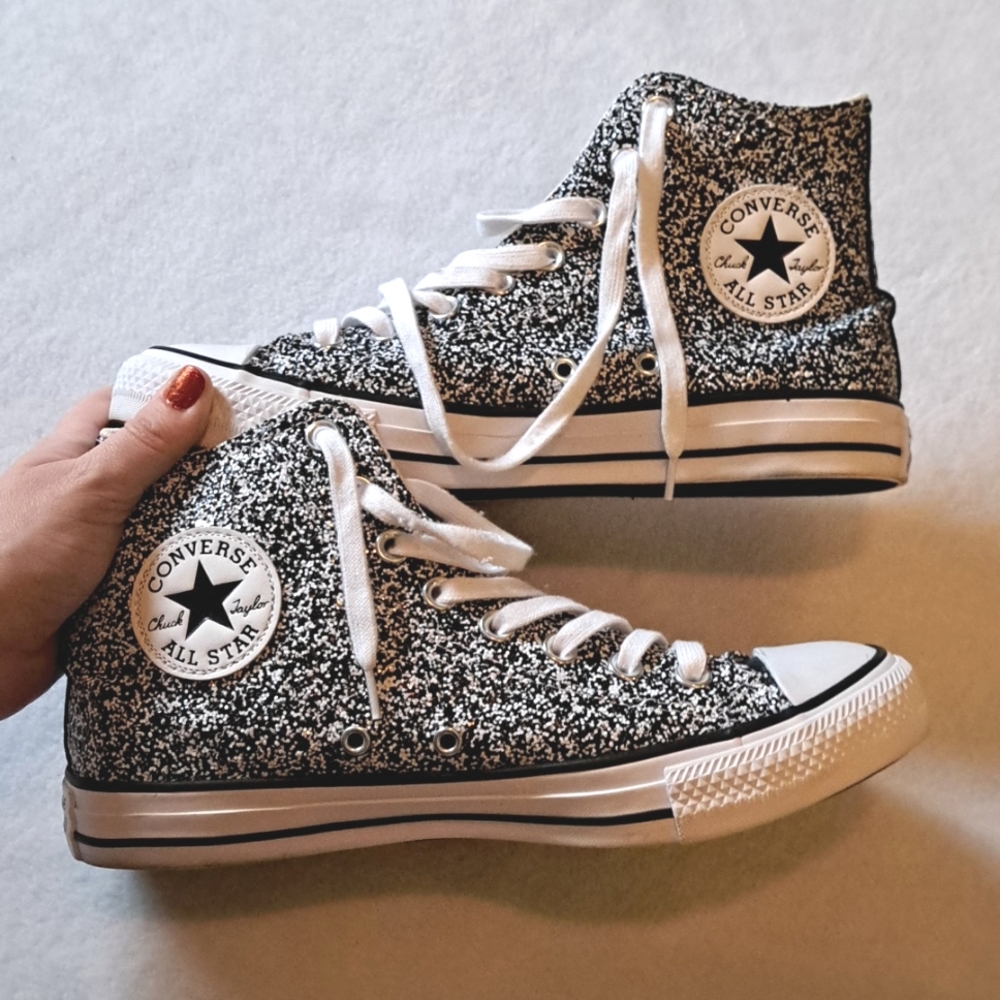 Converse black and white glitter 8.5